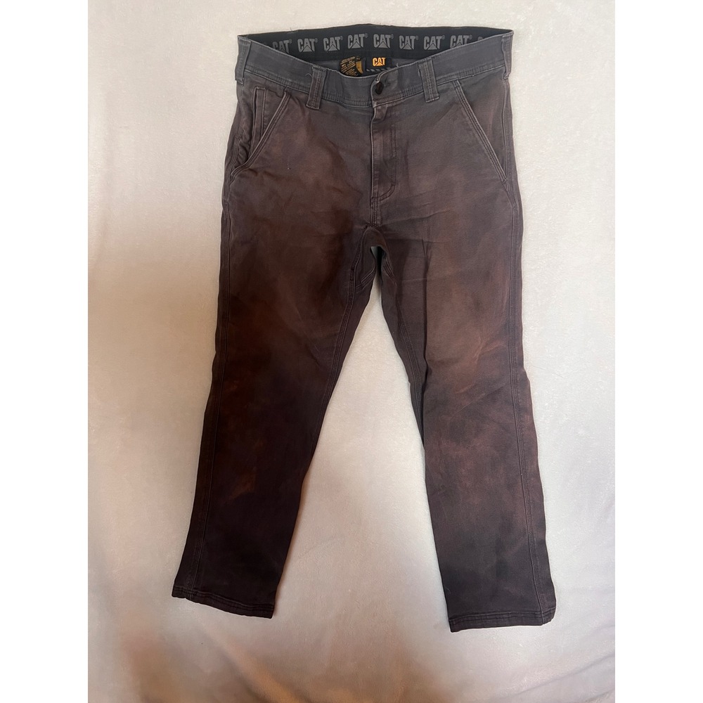 CAT Caterpillar Mens Canvas Work Pants Gray Distressed Utility Trousers 30x32
